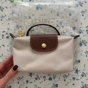 Longchamp Cream and Brown Mini Bag